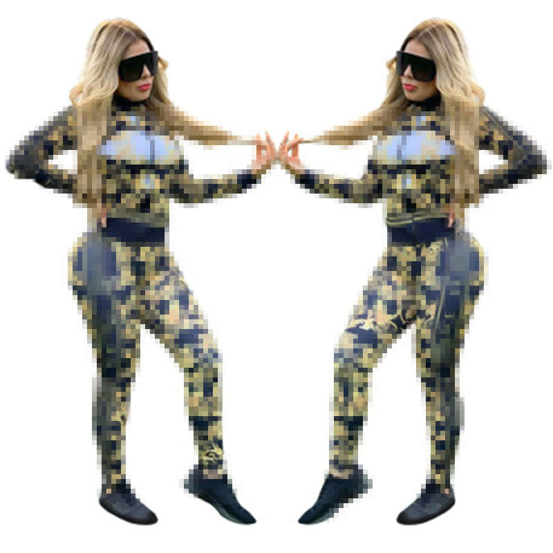 European and American New Digital Printed Sexy Two Piece Sets Women's Tracksuits Top And Pencil Pants Casual Sweatsuit Set, Gray
European and American New Digital Printed Sexy Two Piece Sets Women's Tracksuits Top And Pencil Pants Casual Sweatsuit Set, Gray
