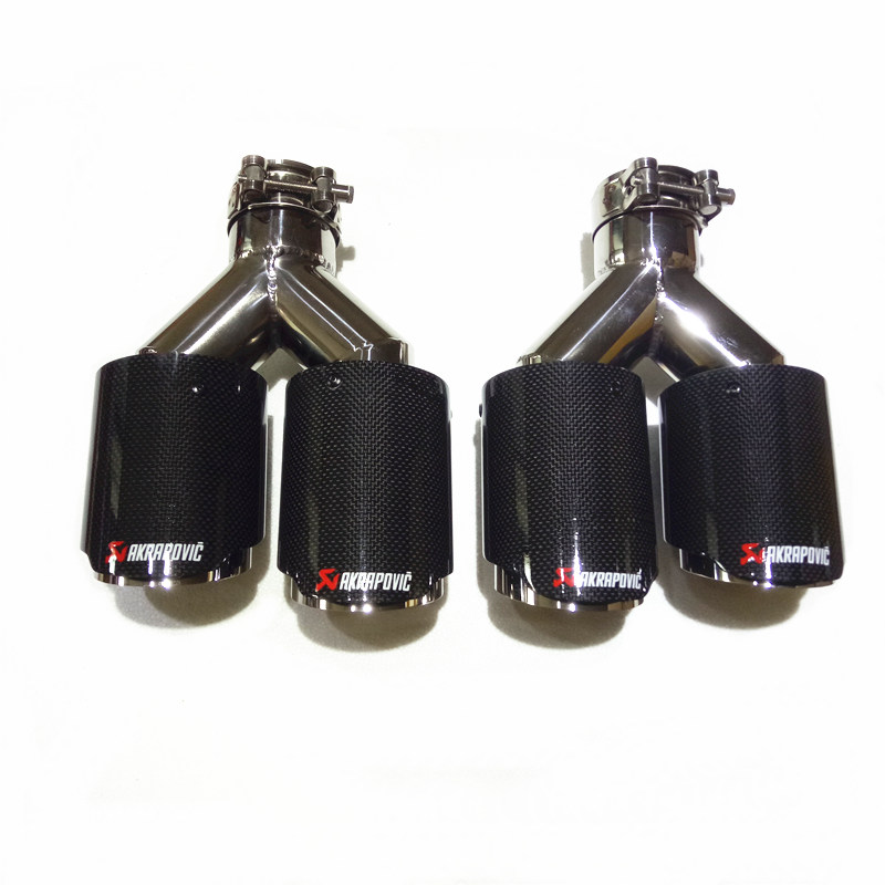2 Pieces: Dual Universal Akrapovic Exhaust Muffler Tips Shiny Carbon Fiber + Glossy Stainless Steel Auto Exhausts End Pipes
2 Pieces: Dual Universal Akrapovic Exhaust Muffler Tips Shiny Carbon Fiber + Glossy Stainless Steel Auto Exhausts End Pipes