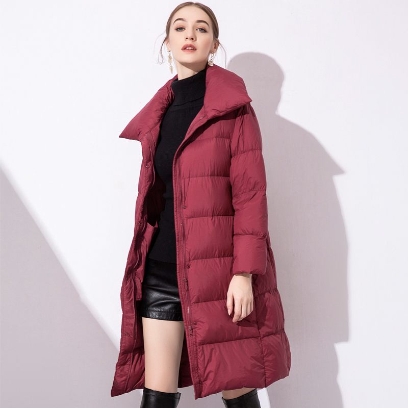 Winter Women's Down Coat Padded Warm Thick Long Puffer Jacket Casual Parkas Woman Ultra Light Female Overcoat Clothing 201023
