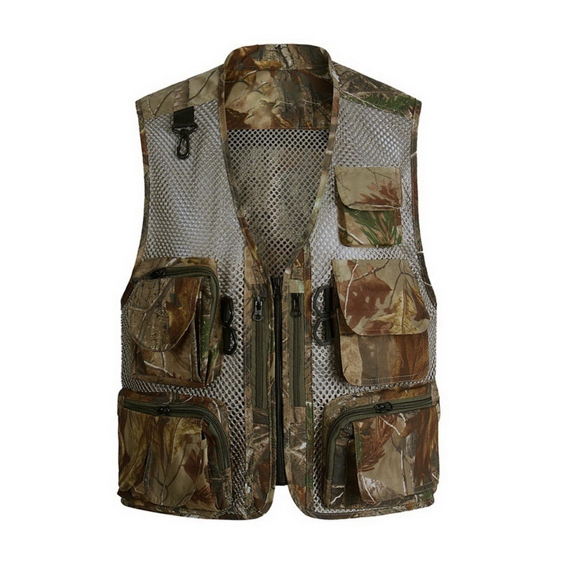 Camo Mesh Multi-Pocketed Fishing And Hunting Vest For Men - Breathable Lightweight