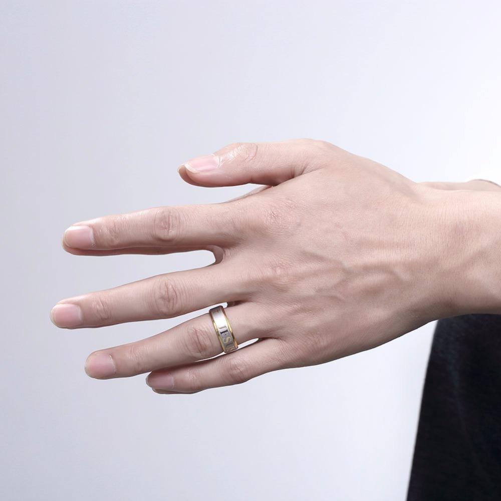 316L Titanium Stainless Steel Men Women Finger Ring Jesus Cross Rings Fashion God Religious Wedding Jewelry Engagement Couple Lovers Rings Wholesale P