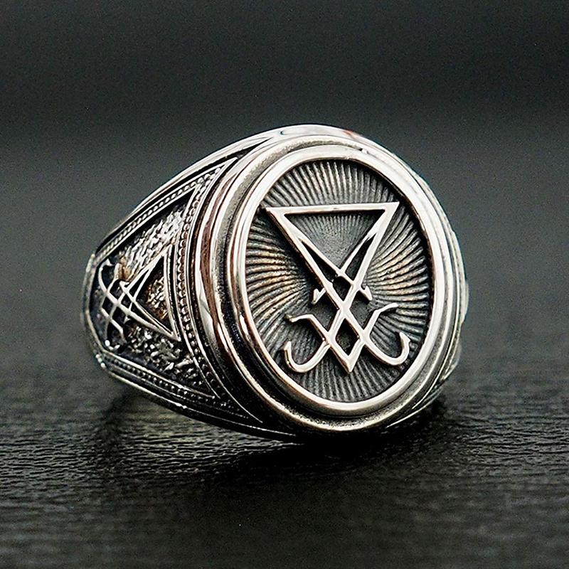 Retro Gothic Lucifer Satan Signet Ring Stainless Steel Rock Punk Seal Rings Men and Women Pagan Jewelry Gift
Retro Gothic Lucifer Satan Signet Ring Stainless Steel Rock Punk Seal Rings Men and Women Pagan Jewelry Gift