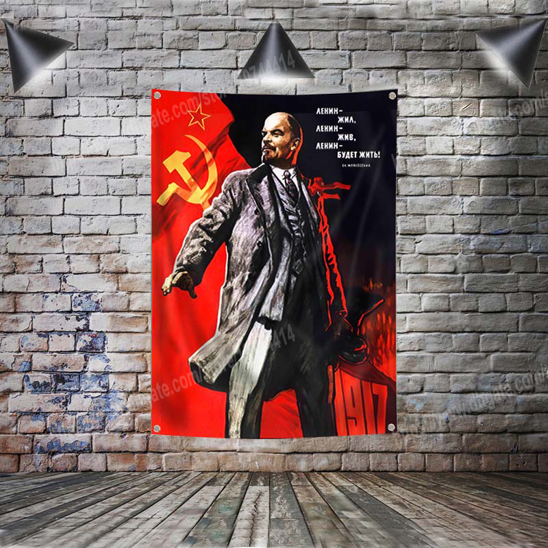 Vladimir Lenin Russian Communist Revolution Flag Banner Polyester Motivational Quote Art Posters Polyester Home Decoration Wall Hang Metope Adornment 4 grommets
Vladimir Lenin Russian Communist Revolution Flag Banner Polyester Motivational Quote Art Posters Polyester Home Decoration Wall Hang Metope Adornment 4 grommets