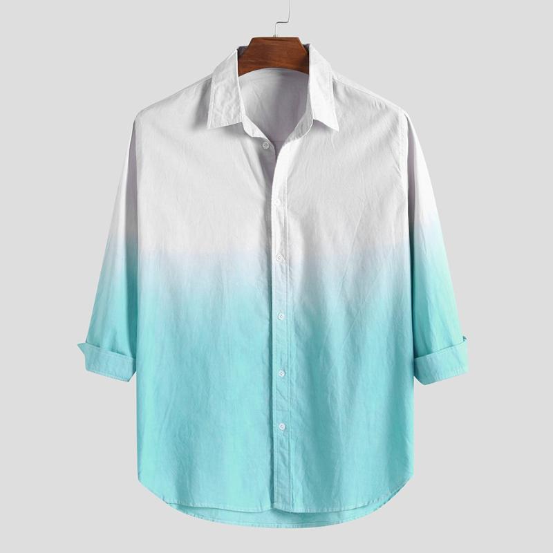 Hot Arrival Fashion Men Gradient Print Turn Down Collar Three Quater Sleeve Casual Shirts Sunshine boy Top Dropshipping W729, Blue
Hot Arrival Fashion Men Gradient Print Turn Down Collar Three Quater Sleeve Casual Shirts Sunshine boy Top Dropshipping W729, Blue