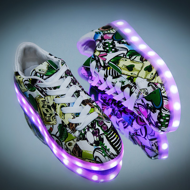 27-44 Led Slippers USB illuminated krasovki luminous glowing kids led shoe children with light Sole girl&boy sneaker 201113