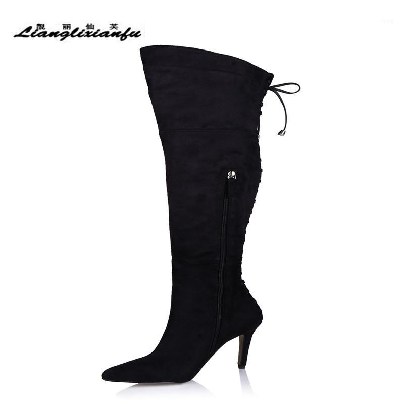 LLXF Spring Autumn woman shoes Pointed Toe Over-the-Knee Boots 10cm Thin Heels zapatos mujer Flock pumps Cross-strap Stiletto1, Black
LLXF Spring Autumn woman shoes Pointed Toe Over-the-Knee Boots 10cm Thin Heels zapatos mujer Flock pumps Cross-strap Stiletto1, Black