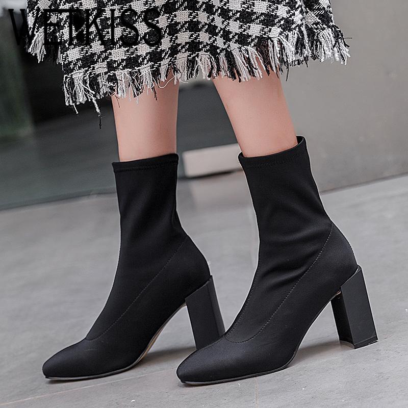 WETKISS Stretch Women Boots Square Toe Rubber Footwear High Heesl Female Boot Party Sock Shoes Woman 2020 New Autumn, Black
WETKISS Stretch Women Boots Square Toe Rubber Footwear High Heesl Female Boot Party Sock Shoes Woman 2020 New Autumn, Black
