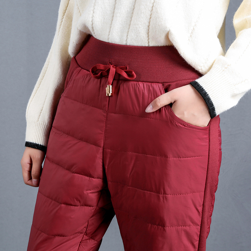 Snow wear lace up warm Sweatpants women Casual Leggings Trousers female high waist Thicken white duck down cotton pants, Black;white
Snow wear lace up warm Sweatpants women Casual Leggings Trousers female high waist Thicken white duck down cotton pants, Black;white