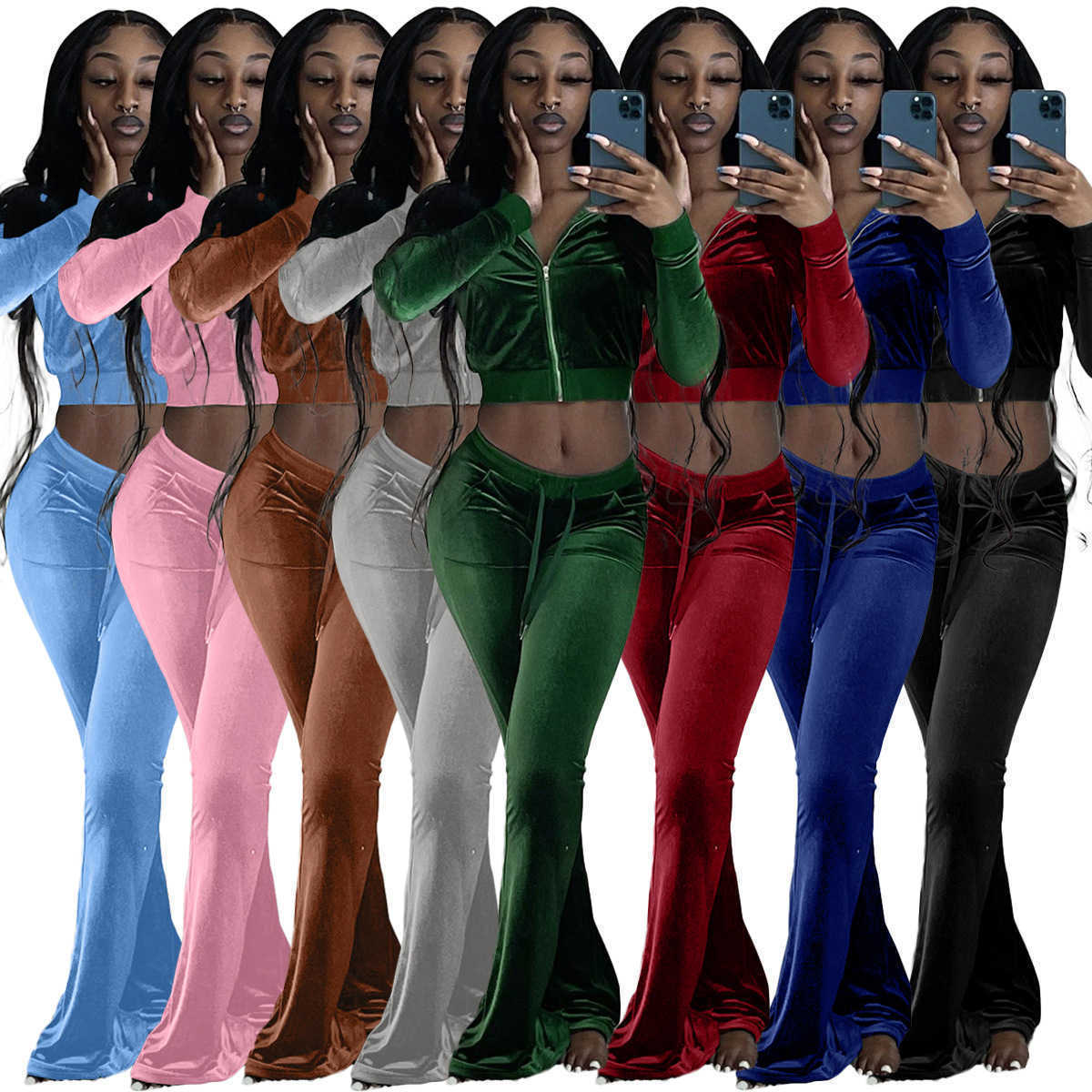 Velour Tracksuits Designer Women Zipper Sweatshirt And Pants 2 Piece Sets Sportswear Long Sleeve Jackets Velvet Suit Spring Fall Clothes, Option for extra fee
Velour Tracksuits Designer Women Zipper Sweatshirt And Pants 2 Piece Sets Sportswear Long Sleeve Jackets Velvet Suit Spring Fall Clothes, Option for extra fee