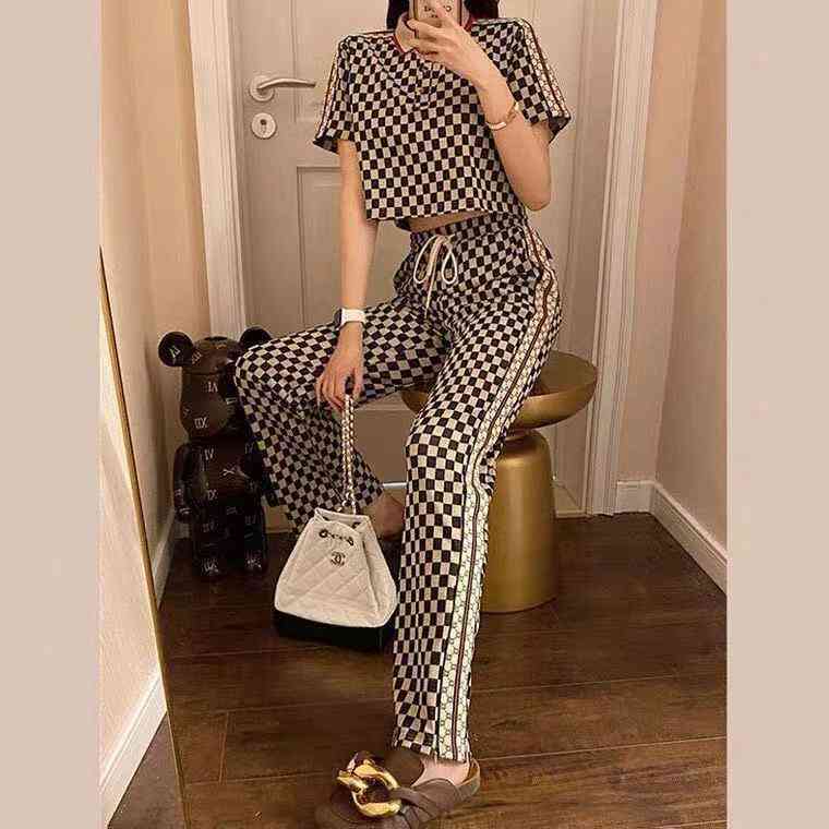 2022 Factory Wholesale New Model Wide Leg Pants Set women's summer casual fashion short sleeved trousers chic two-piece set, Picture style 
2022 Factory Wholesale New Model Wide Leg Pants Set women's summer casual fashion short sleeved trousers chic two-piece set, Picture style