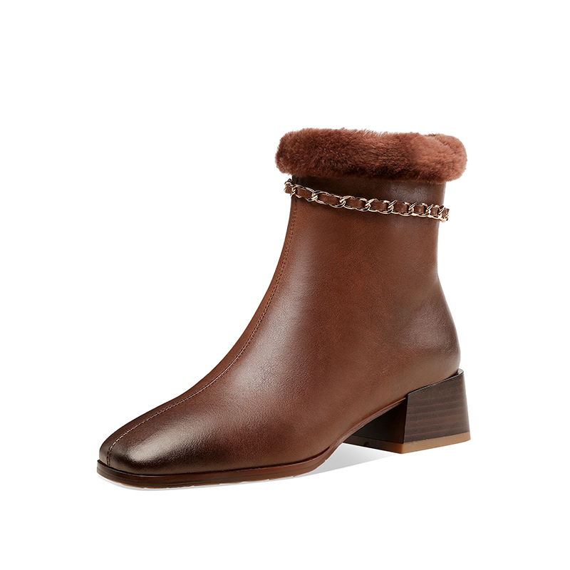 Women's ankle leather 14cm upper tube + wool lining hot boots metal designer shoes 2020 OM2Q, Brown-winter
Women's ankle leather 14cm upper tube + wool lining hot boots metal designer shoes 2020 OM2Q, Brown-winter