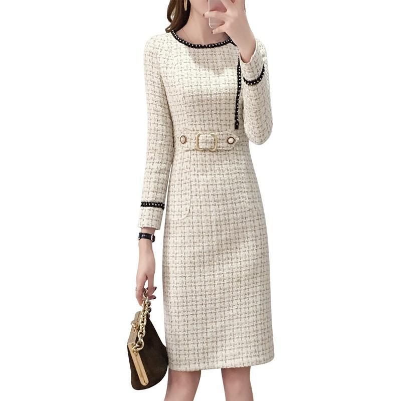 New Runway brand autumn winter Tweed Dress Women Vintage Wool Plaid Dresses Female Elegant Woolen Ladies Office dresses vestidos, As picture
New Runway brand autumn winter Tweed Dress Women Vintage Wool Plaid Dresses Female Elegant Woolen Ladies Office dresses vestidos, As picture