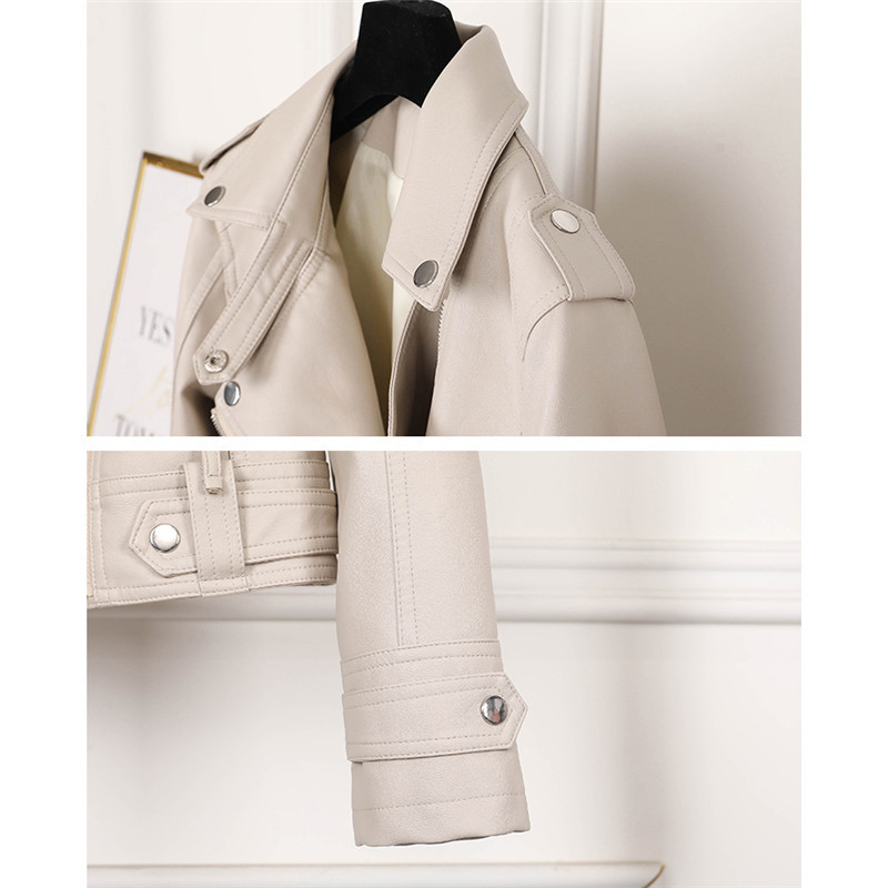 Aelegantmis Fashion Slim Women Faux Leather Jacket Casual Biker Motorcycle Jackets Female Punk Streetwear Spring Autumn Coat 201020