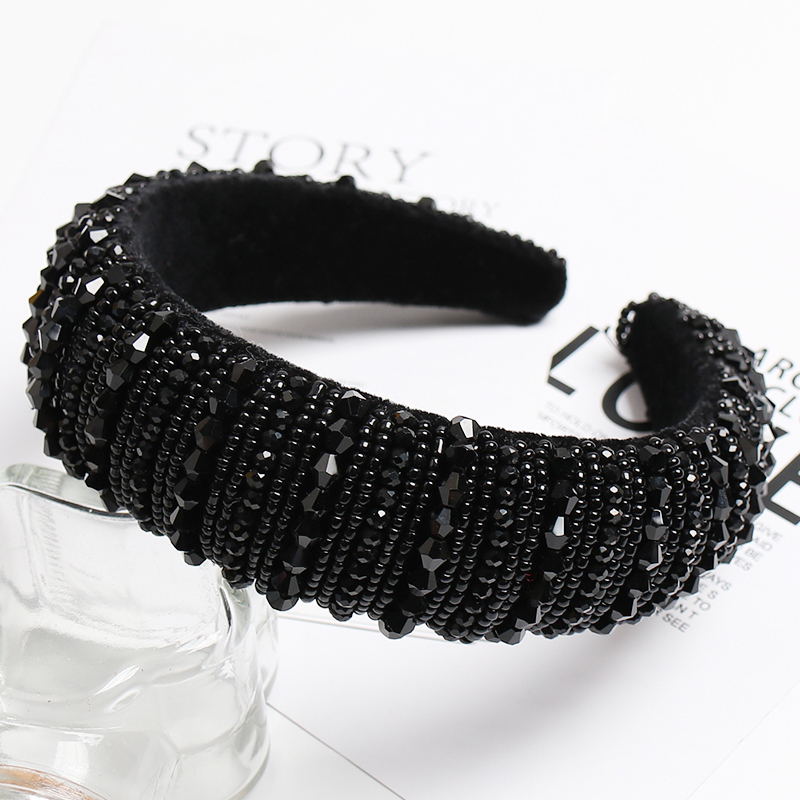 CN Baroque Rhinestone Hairband Full Pearl Diamond Padded Headbands For Women Shiny Bezel Girls Hair Hoop Hair Accessories LJ200903