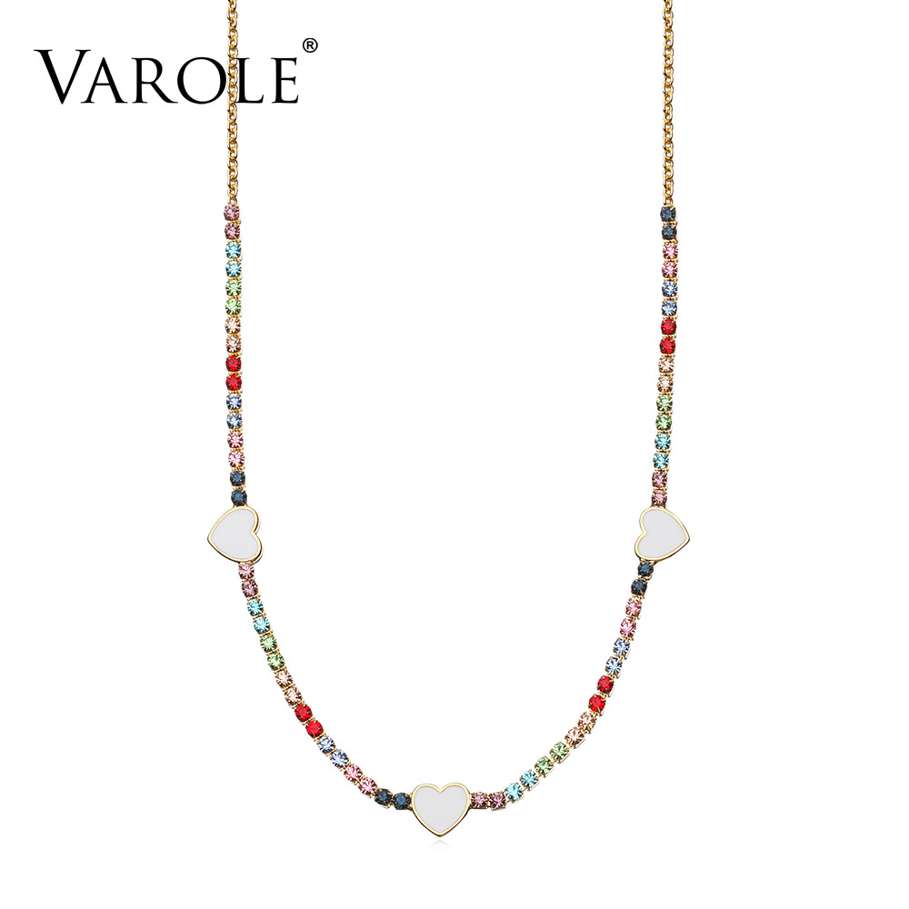 VAROLE Lovely Heart Choker Necklace Colorful Crystal Link Chain Necklaces Pendants Copper Necklace for Women Collier
VAROLE Lovely Heart Choker Necklace Colorful Crystal Link Chain Necklaces Pendants Copper Necklace for Women Collier