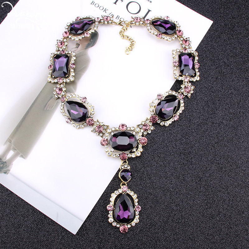 Purple Square Crystal Statement Necklace Women Romantic Heart Glass Pendant Necklace Indian Bridal Jewelry ZA Christmas Jewelry 5 Colors 1 P
Purple Square Crystal Statement Necklace Women Romantic Heart Glass Pendant Necklace Indian Bridal Jewelry ZA Christmas Jewelry 5 Colors 1 P
