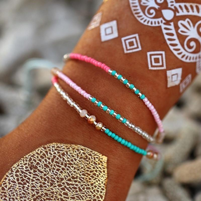 Bohemian Colorful Braided Beads Multi-layer Bangle Bracelet Cute Weave Rope Beaded Wrap Bangles Anklets Bracelets Women Jewelry1