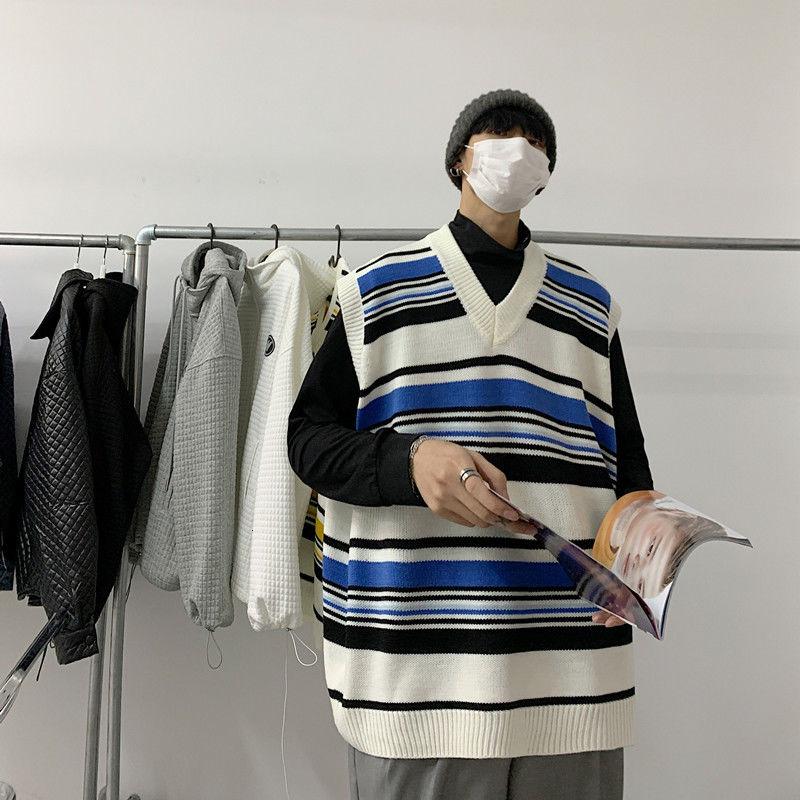 Men's sweater vest V-neck fashion Harajuku sweater personality Korean couple clothes casual loose retro couple pullover men, Blue
Men's sweater vest V-neck fashion Harajuku sweater personality Korean couple clothes casual loose retro couple pullover men, Blue