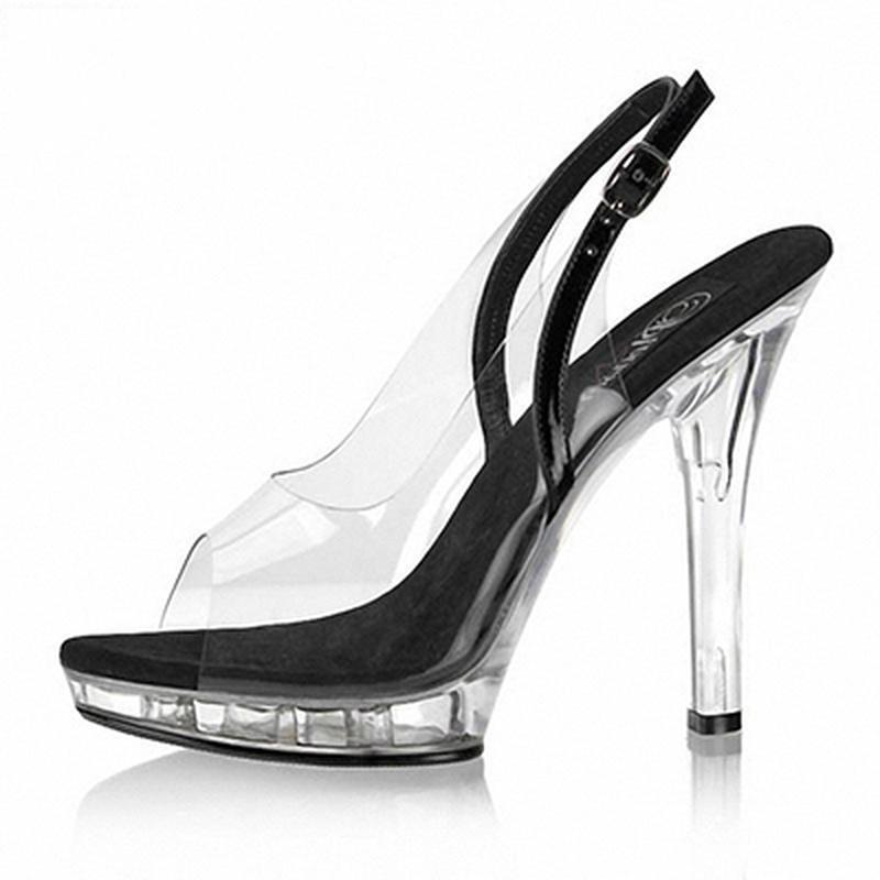 Mclubgirl 13cm Heels Super High Thin High Heel Transparent Fish Mouth Crystal Sandals Stage Model Show Fashion Show Female LYP, Black
Mclubgirl 13cm Heels Super High Thin High Heel Transparent Fish Mouth Crystal Sandals Stage Model Show Fashion Show Female LYP, Black