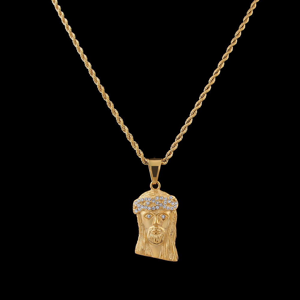 New Mens Hip Hop Jewelry Fashion Stainless Steel JESUS Piece Pendant High Quality Gold Necklace Free shipping Free shipping