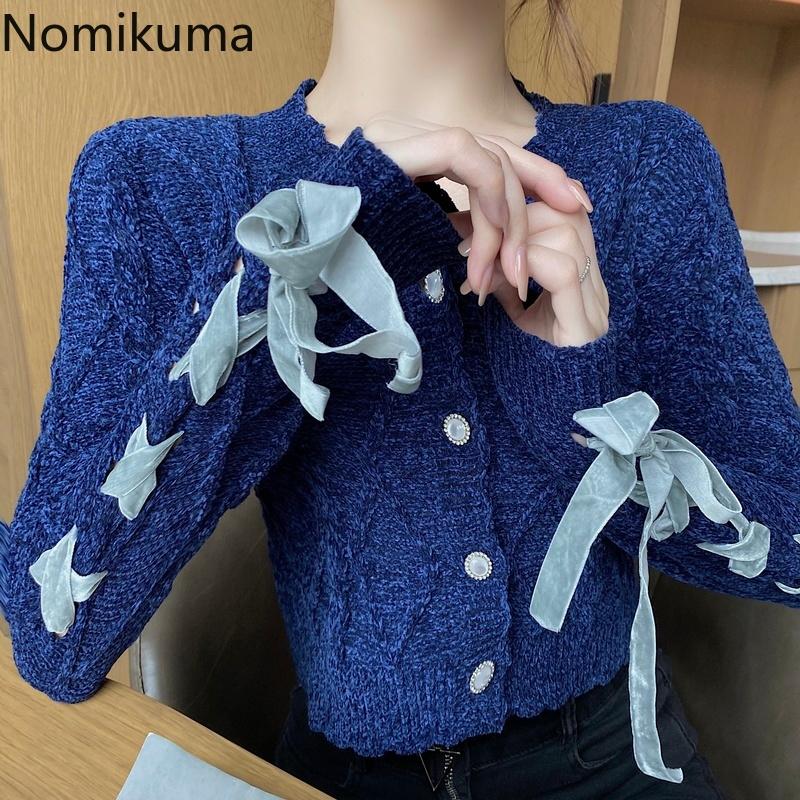 Nomikuma New Long Sleeve Cardigan V Neck Solid Color Single Breasted Knitted Tops Ribbon Lace Up Korean Chic Sweater Women 3d506, Dark blue cardigan
Nomikuma New Long Sleeve Cardigan V Neck Solid Color Single Breasted Knitted Tops Ribbon Lace Up Korean Chic Sweater Women 3d506, Dark blue cardigan
