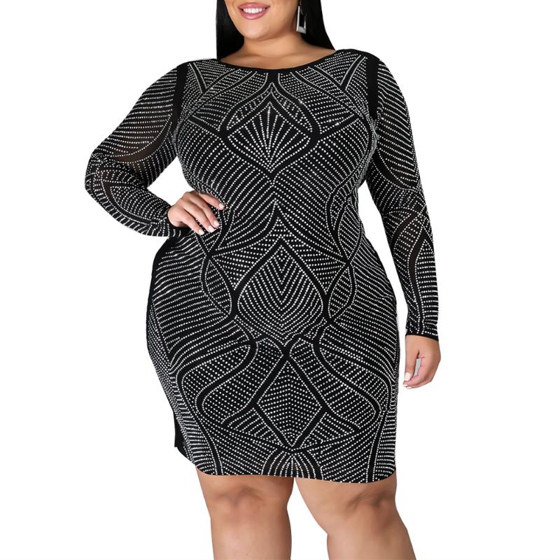 4XL Plus Size Elegant Party Dress For Women Bling Bling Hot Drilling Dresses Ladies Vintage Boycon Robe Club Dress Vestidos D30, Black
4XL Plus Size Elegant Party Dress For Women Bling Bling Hot Drilling Dresses Ladies Vintage Boycon Robe Club Dress Vestidos D30, Black
