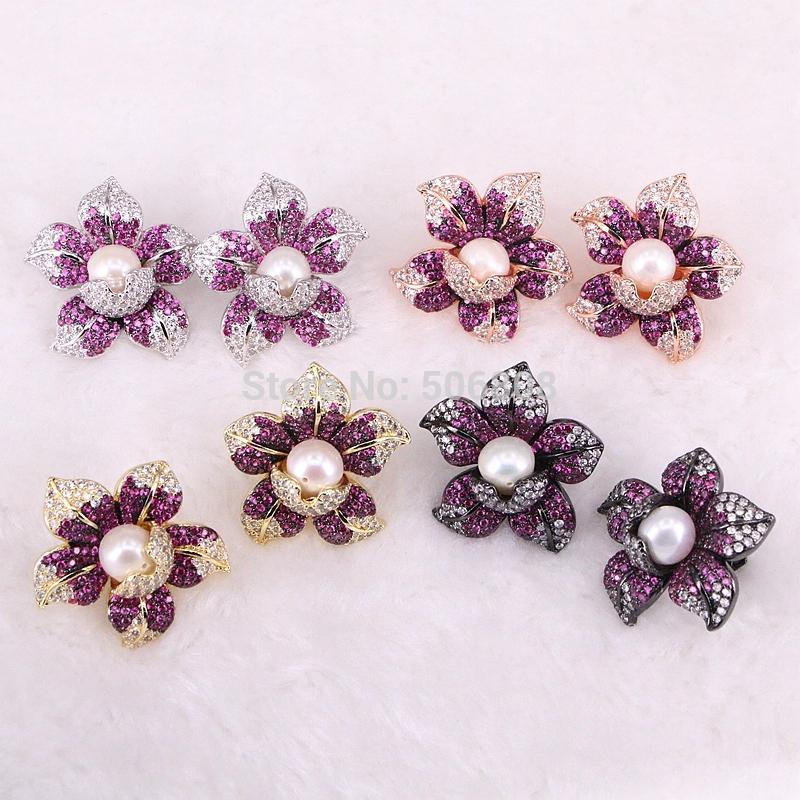 Stud 1 Pair ZYZ-E4945 High Quality Sparkling Cubic Zirconia CZ And Shell Pearl Flower Earrings In Mix Colors
Stud 1 Pair ZYZ-E4945 High Quality Sparkling Cubic Zirconia CZ And Shell Pearl Flower Earrings In Mix Colors