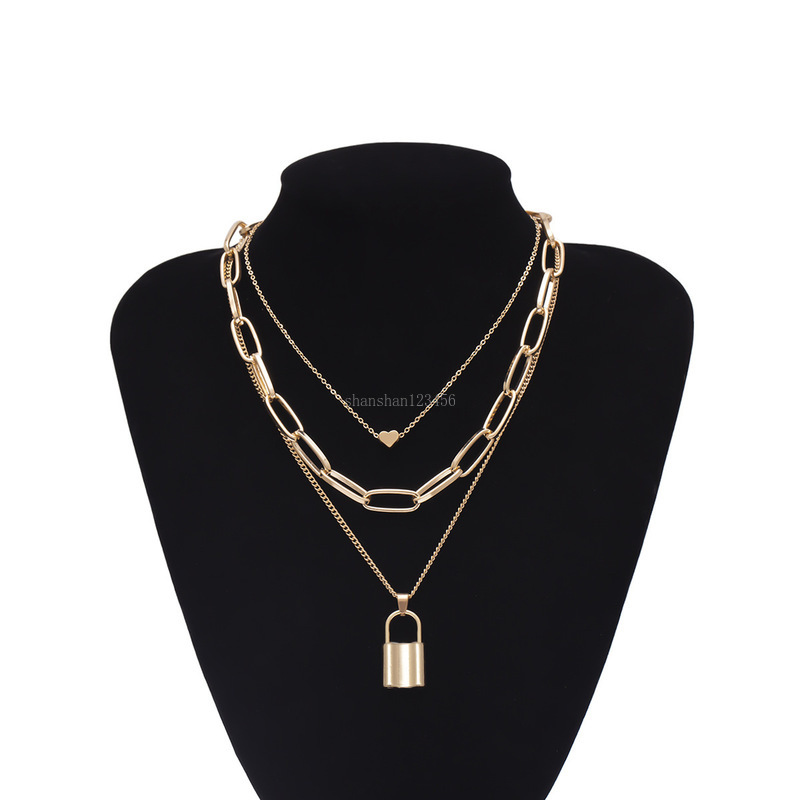 Street style heart Lock Necklace Chokers Gold chains multi layer chains collar necklaces women hip hop fashion jewelry will and sandy gift, Silver
Street style heart Lock Necklace Chokers Gold chains multi layer chains collar necklaces women hip hop fashion jewelry will and sandy gift, Silver