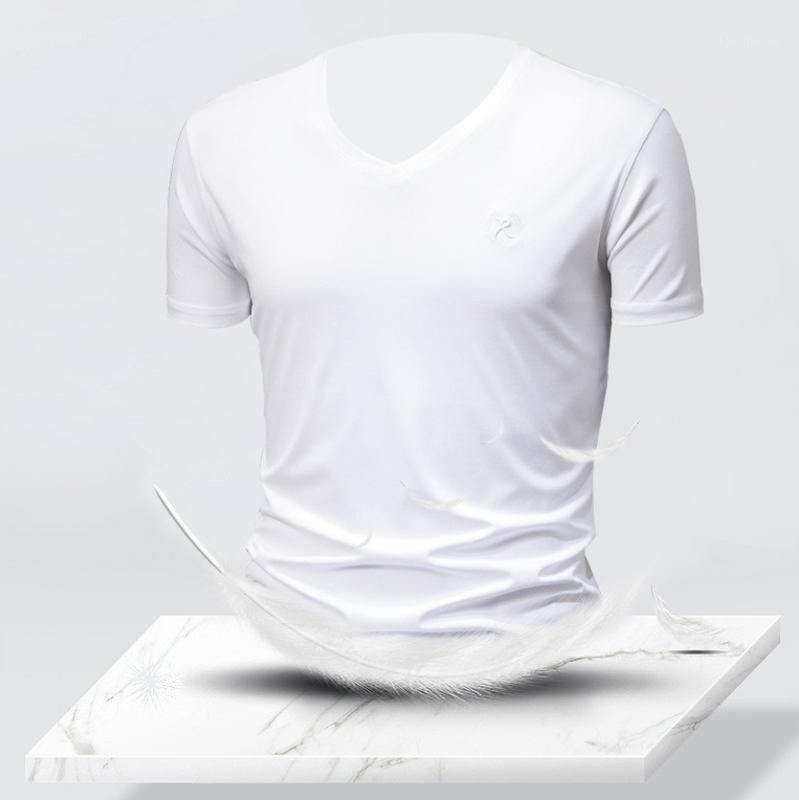 New Mercerized Cotton Short Sleeve T-shirt Men Letter Embroidered Solid Color Ice Silk V-neck Brand Gym Wear White Tshirt Summer1, Black
New Mercerized Cotton Short Sleeve T-shirt Men Letter Embroidered Solid Color Ice Silk V-neck Brand Gym Wear White Tshirt Summer1, Black