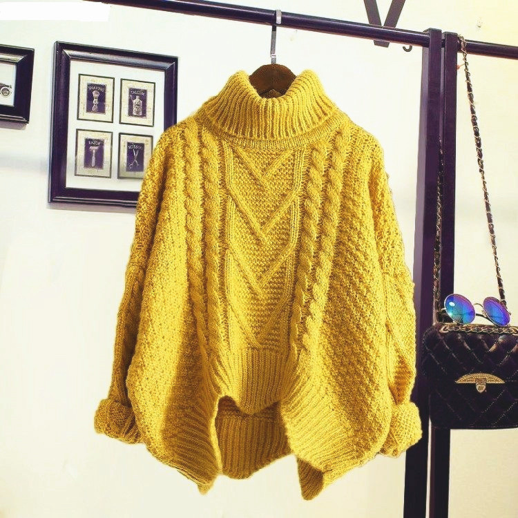New Knitted Tops In Autumn Winter Korean Sweater Women Flat Knitted Turtleneck Pullovers Oversize Sweater 201031