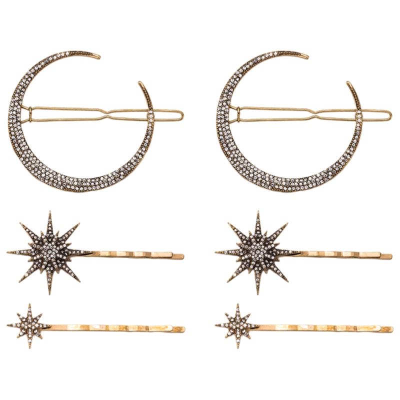6PCS/2Sets Retro Rhinestone Bobby Pin Diamante Moon Star Snowflake Hair Bang Clips Vintage Hairpin Hair Accessories
6PCS/2Sets Retro Rhinestone Bobby Pin Diamante Moon Star Snowflake Hair Bang Clips Vintage Hairpin Hair Accessories