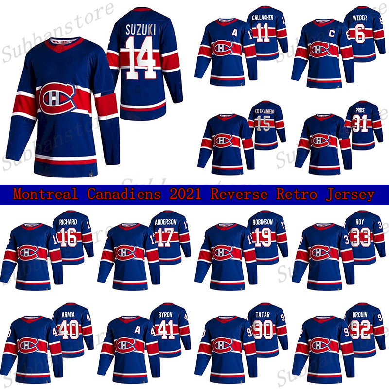 Montreal Canadiens 2021 Reverse Retro Jersey 14 Nick Suzuki 6 Shea Weber 31 Carey Price 11 Brendan Gallagher 15 Kotkaniemi Hockey Jerseys, Blue
Montreal Canadiens 2021 Reverse Retro Jersey 14 Nick Suzuki 6 Shea Weber 31 Carey Price 11 Brendan Gallagher 15 Kotkaniemi Hockey Jerseys, Blue