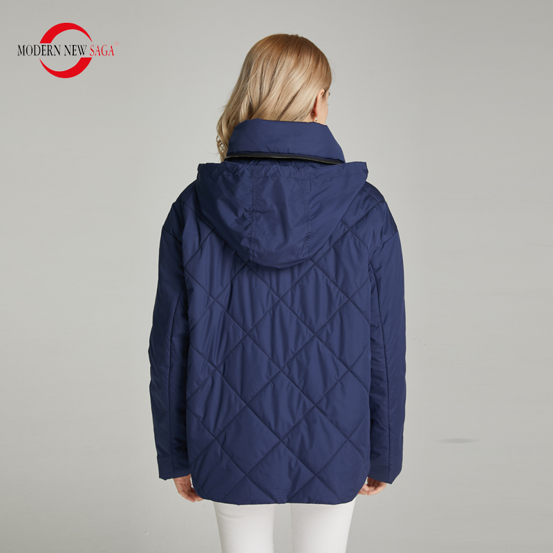MODERN NEW SAGA Women Jacket High Quality Spring Padded Jacket Polyester Autumn Women Coat Detachable Hood Female Jackets 201217