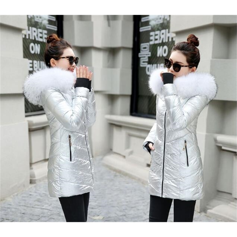 Autumn winter jackets women white Fur collar parkas women Slim Hooded keep Warm Female down cottonpadded coat Plus size 201019
