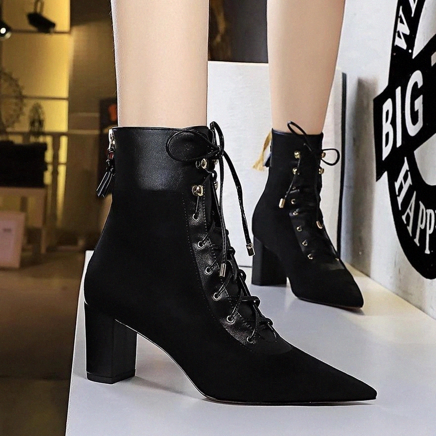 BIGTREE Sexy thick high heel shoes woman female Tip toe boots high qulaity new autumn winter women shoes ankle boots Drop Ship #Mm7u, Black
BIGTREE Sexy thick high heel shoes woman female Tip toe boots high qulaity new autumn winter women shoes ankle boots Drop Ship #Mm7u, Black