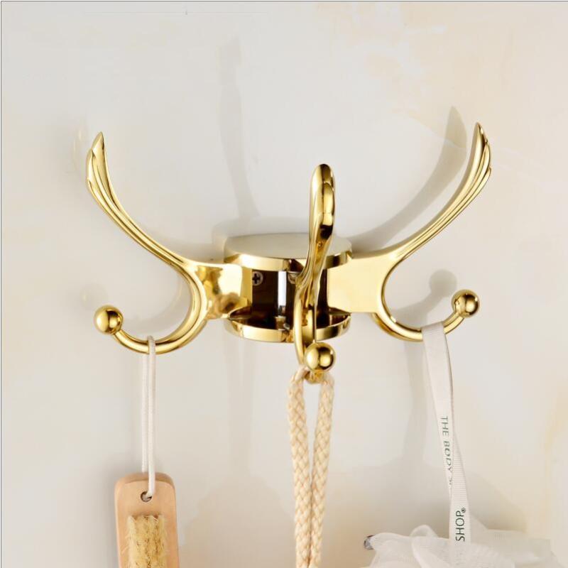 Robe Hooks Europe Rotation Three Hooks Gold Wall Clothes Rack Cloth Hook Wall Hook For Bathroom Accessory Key Hanger Useful
Robe Hooks Europe Rotation Three Hooks Gold Wall Clothes Rack Cloth Hook Wall Hook For Bathroom Accessory Key Hanger Useful