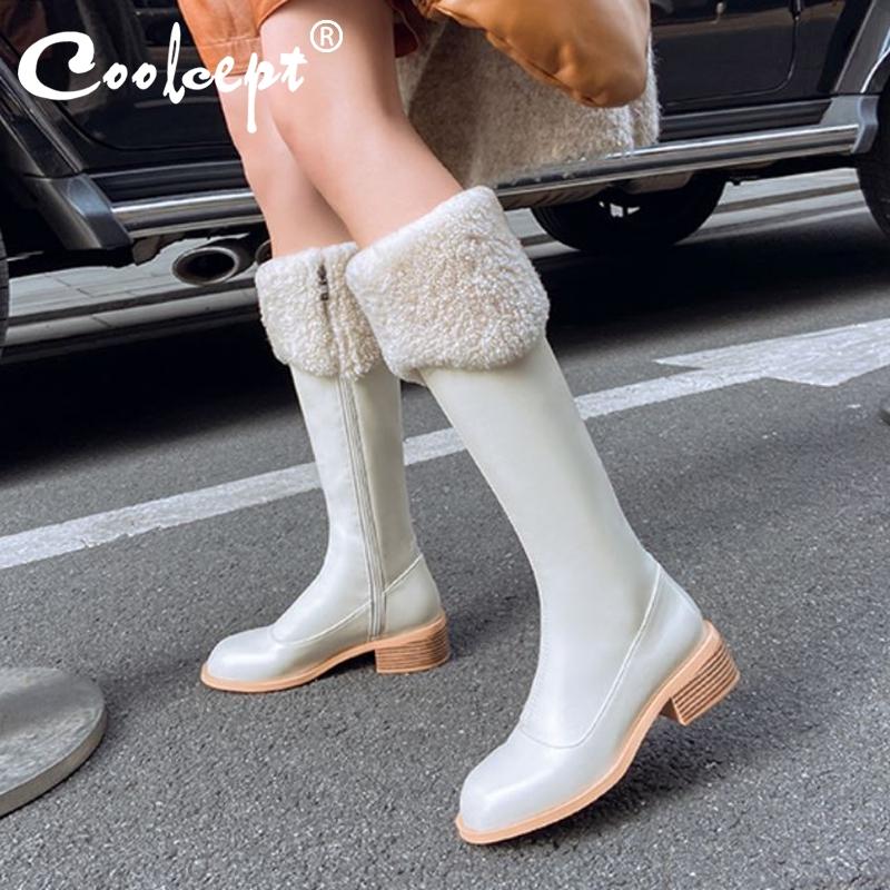 Coolcept Size 32-43 Women Knee Boots Real Leather Fashion Zipper Warm Fur Winter Shoes Woman High Heel Long Boot Lady Footwear, Black
Coolcept Size 32-43 Women Knee Boots Real Leather Fashion Zipper Warm Fur Winter Shoes Woman High Heel Long Boot Lady Footwear, Black
