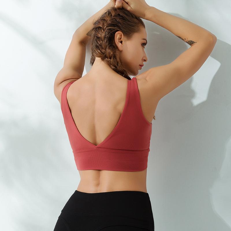 new arrival women sport bra solid color high elastic V-neck backless breathable running cycling crop top padded slim fit vest, Black
new arrival women sport bra solid color high elastic V-neck backless breathable running cycling crop top padded slim fit vest, Black