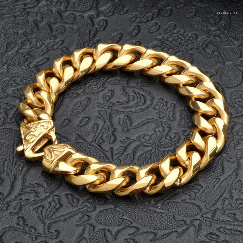 15mm Wide Men's Bracelet Gold Color Curb Cuban Link Chain Fashion Punk Jewelry Hip Hop Boys Accessory Male Gift Wholesale Link,, Black
15mm Wide Men's Bracelet Gold Color Curb Cuban Link Chain Fashion Punk Jewelry Hip Hop Boys Accessory Male Gift Wholesale Link,, Black