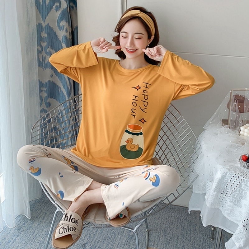 Autumn Cute Cartoon Totoro Long Sleeve Pajama Sets for Women Sleepwear Suit Pyjama Femme Pijama Mujer Homewear Home Clothes 201113