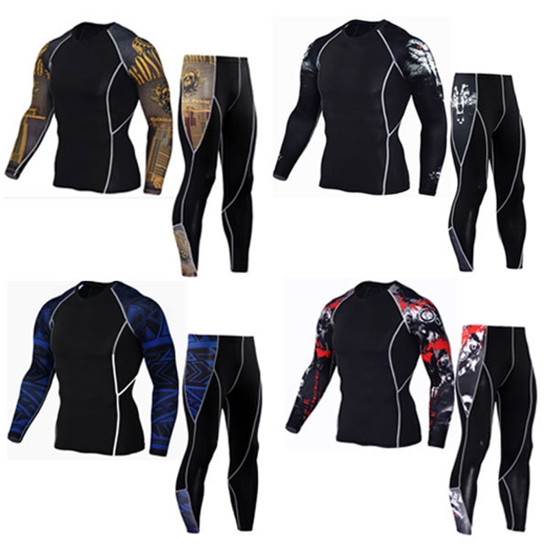 New Men Thermal Underwear Sets Compression Fleece Sweat Quick Drying Thermo Underwear Men Clothing Long Johns 201023