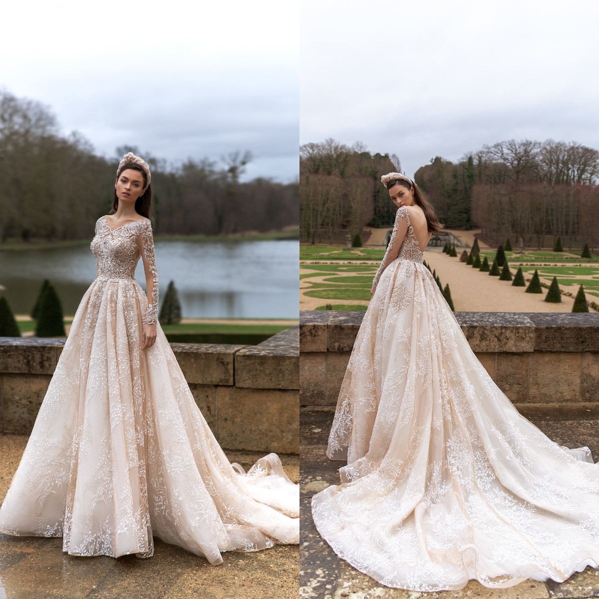 2021 A-Line Wedding Dresses Scoop Neck Long Sleeves Backless Bridal Gowns Custom Made Appliques Beads Lace Sweep Train Wedding Dress, Gold
2021 A-Line Wedding Dresses Scoop Neck Long Sleeves Backless Bridal Gowns Custom Made Appliques Beads Lace Sweep Train Wedding Dress, Gold