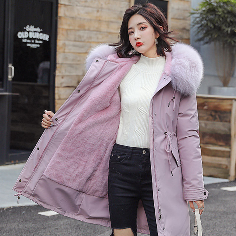 Women's Winter Warm Parka Long Jacket Thicken Faux fur Collar Parkas Coat Female Embroidery Military Solid Parkas Woman 201126