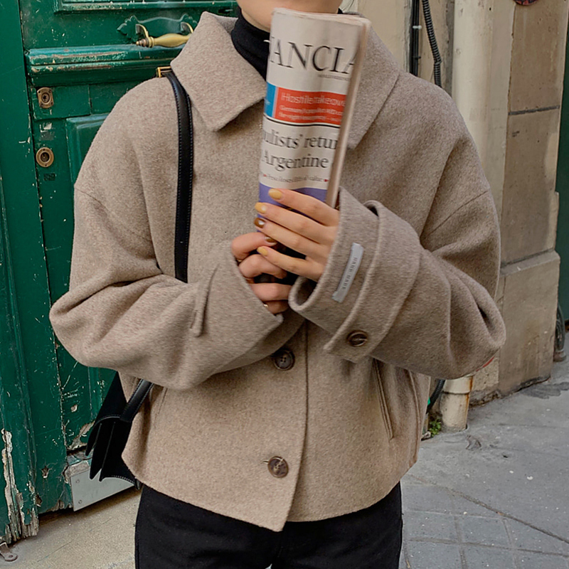 Women's Solid Color Short Coat - Casual Loose Fit, Lapel Collar, Single Breasted Streetwear Jacket | SHENGPALAE Fv484 B4