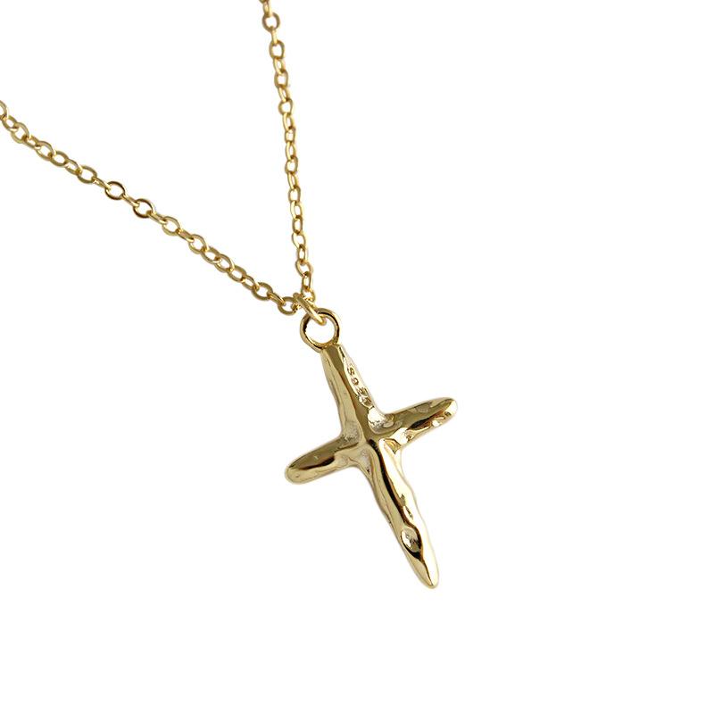 Korean S925 sterling silver necklace INS irregular concave cross female necklace clavicle silver chain 18 k gold plated
Korean S925 sterling silver necklace INS irregular concave cross female necklace clavicle silver chain 18 k gold plated