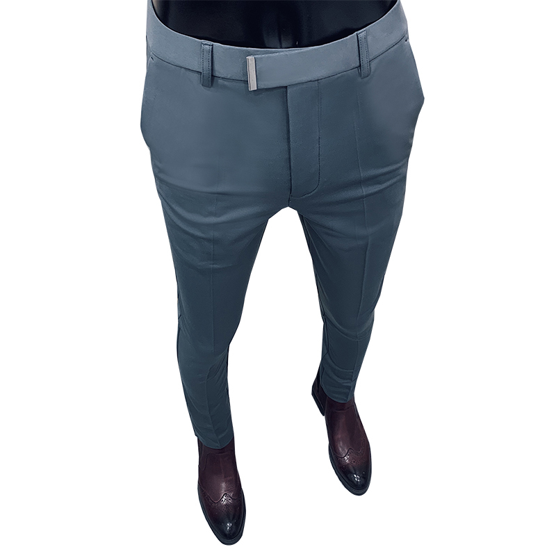 Business Suit Pant Mens Dress Pants Ankle Length Casual Slim Formal Trousers Elastic Pencil Pants Office Work Men Clothes 201124