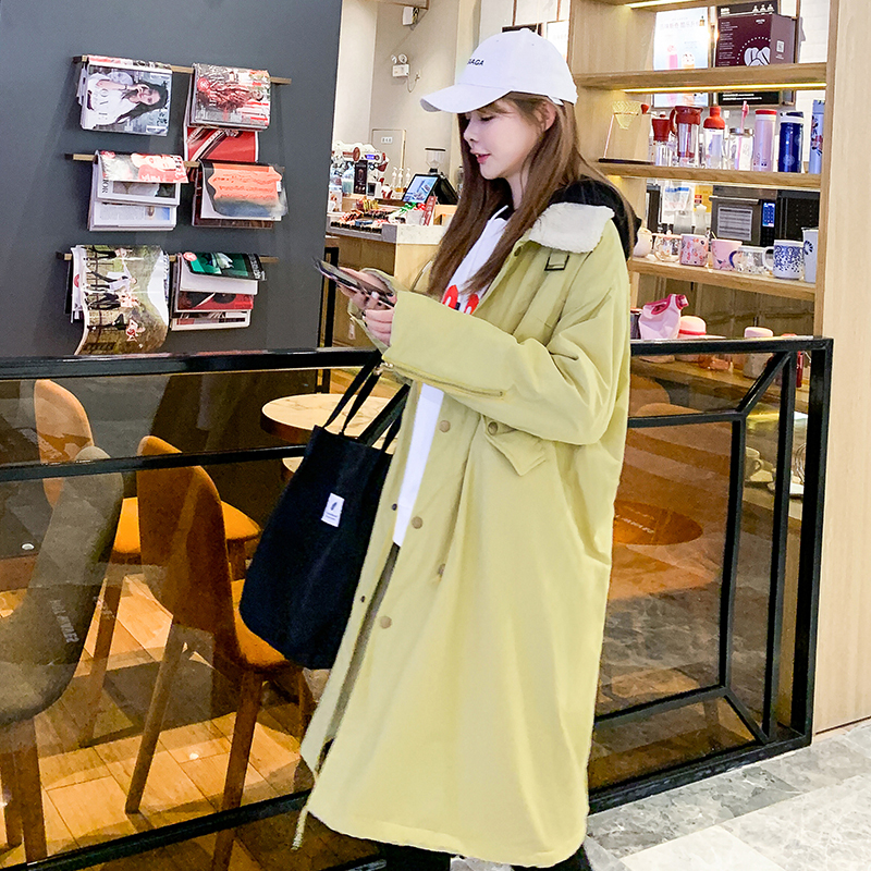 Scene shooting down jacket winter in the new long cotton-padded jacket cotton female students long over-the-knee lambs wool coat 201217