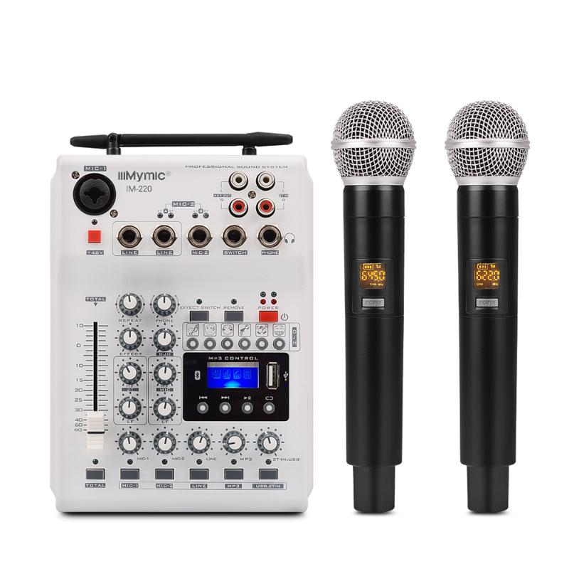 Portable DJ Console Mixer Soundcard with 2 channel UHF wireless microphone for Home PC Studio Recording Network Live Karaoke
Portable DJ Console Mixer Soundcard with 2 channel UHF wireless microphone for Home PC Studio Recording Network Live Karaoke