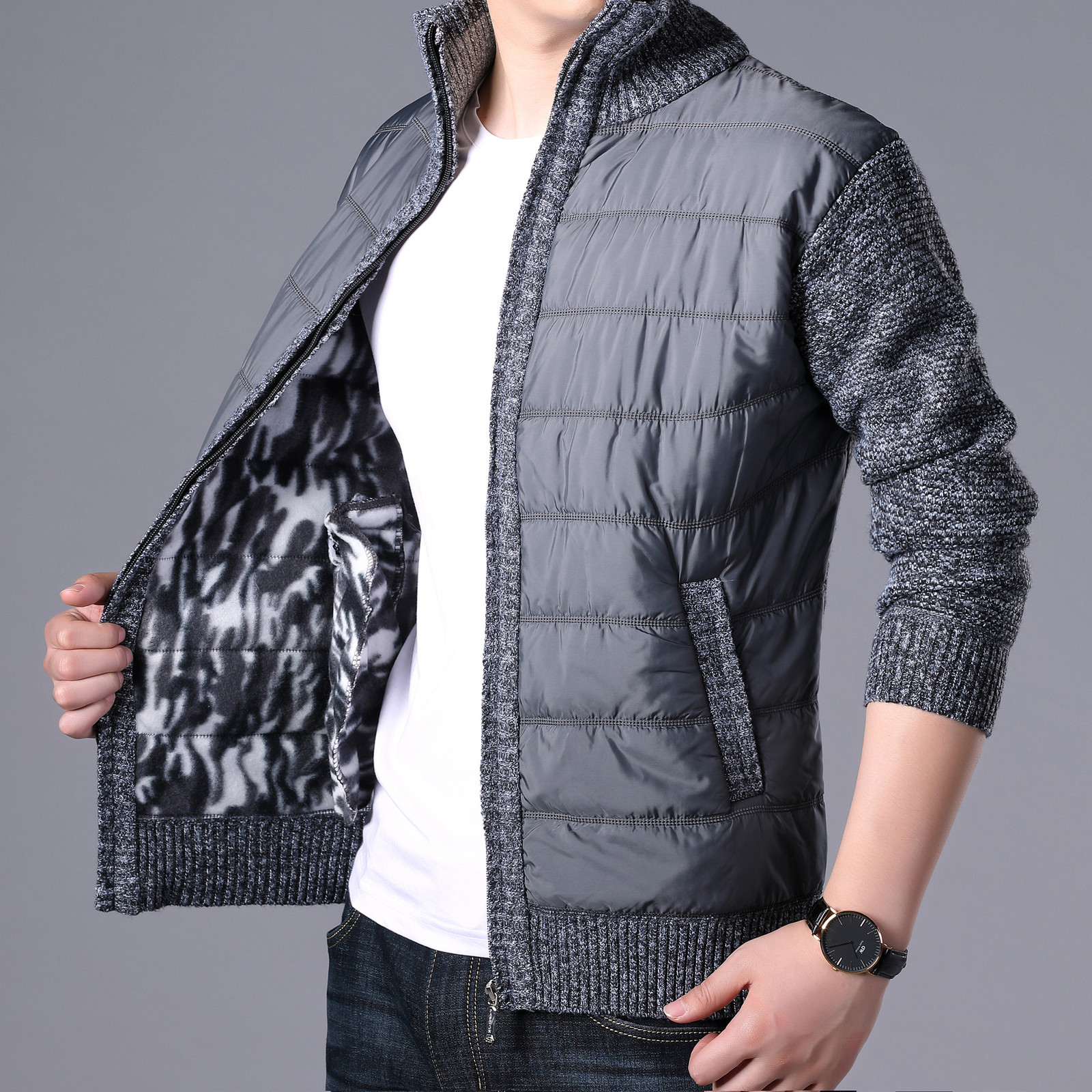 New Men's Thick Sweater Coat Male Autumn Winter Parkas Patchwork Sweatercoat Zipper Cardigans Sweater Man Jacket Outerwear Cloth 201104