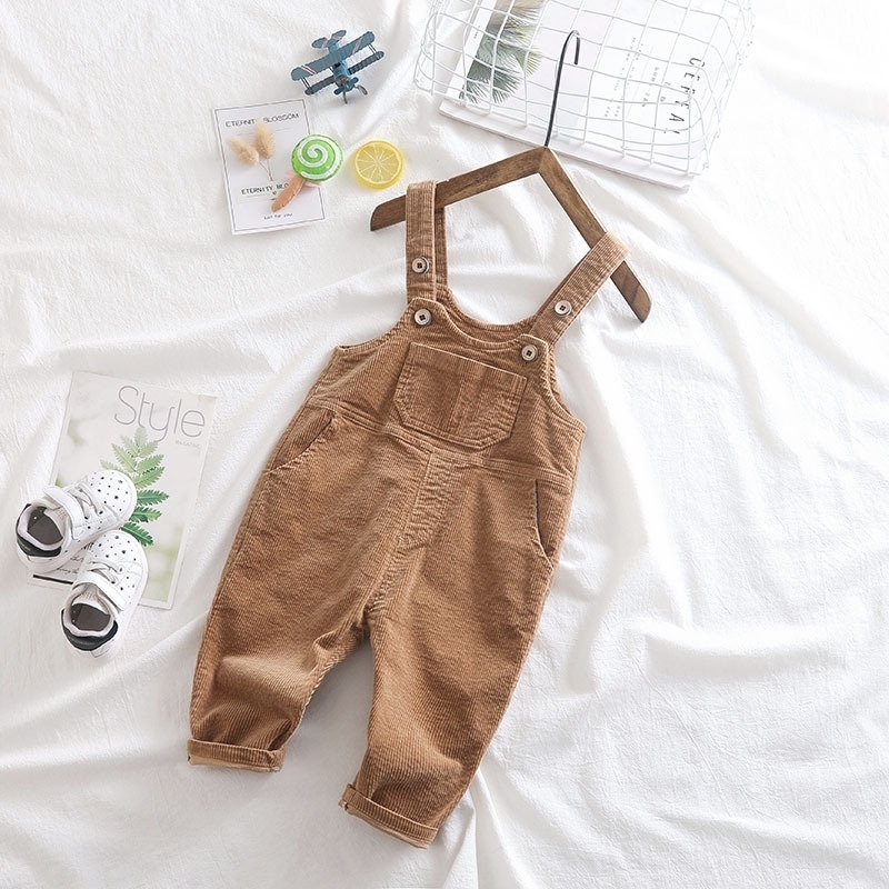 Spring Kids Overalls Children Corduroy Jumpsuit for Boys Girls Pure Cotton 1 2 3 4 5 Years Old Baby Pants Baby Boy Clothes 201128